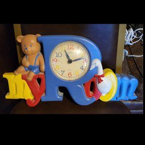 "My Room" Child's Room Clock with Bear and goose.
